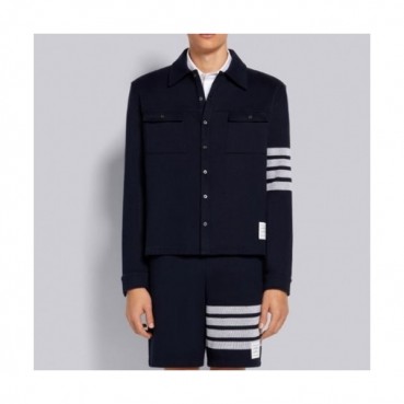 Thom Browne  Mens Strap Crew-neck Cotton Tshirts Navy 
