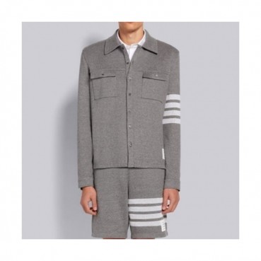 Thom Browne  Mens Strap Crew-neck Cotton Tshirts Gray 