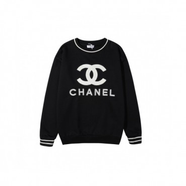 Chanel  Mm/Wm Crew-neck Logo Cotton Tshirts Black 