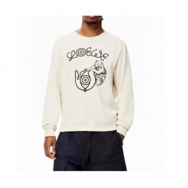 Loewe  Mens  Logo Crew-neck Cotton Tshirts Gray 