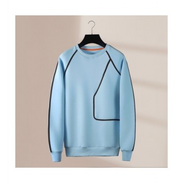 Hermes  Mens Crew-neck Casual Cotton Tshirts Blue 