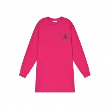 Chanel  Womens Crew-neck Logo Cotton Tshirts Pink 