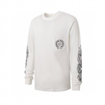 크롬하츠 남성 화이트 긴팔티 - Chrome Hearts Mens Wihte Tshirts 