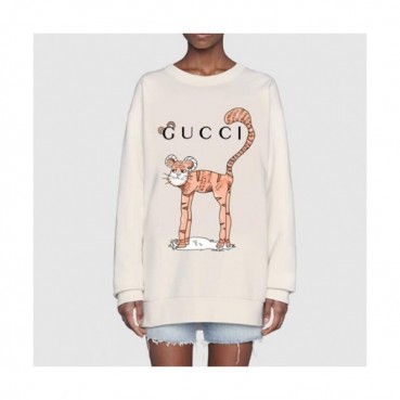 Gucci  Womens Logo Crew-neck Cotton Tshirts Ivory 