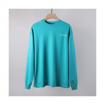 Balenciaga  Mens Logo Crew-neck Cotton Tshirts Blue 
