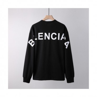 Balenciaga  Mens Logo Crew-neck Cotton Tshirts Black 