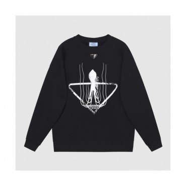 Prada  Mens Crew-neck Cotton Tshirts Black 