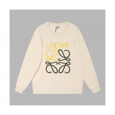 Loewe  Mens Logo Crew-neck Cotton Tshirts Ivory 