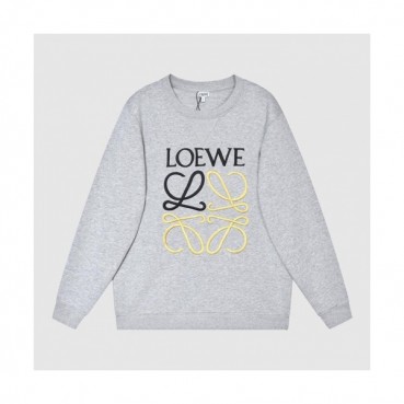 Loewe  Mens Logo Crew-neck Cotton Tshirts Gray 