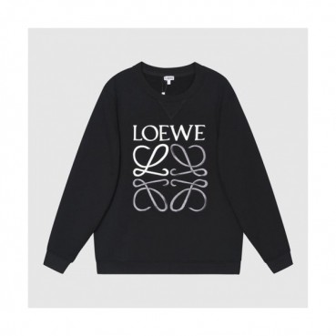 Loewe  Mens Logo Crew-neck Cotton Tshirts Black 