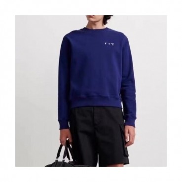 Off-white  Mm/Wm Logo Cotton Oversize Hoodie Navy 
