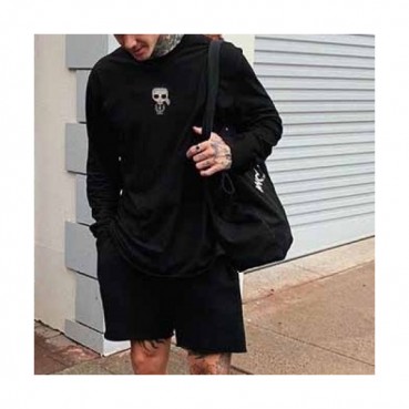 Fendi  Mens Logo Crew-neck Cotton Tshirts Black 