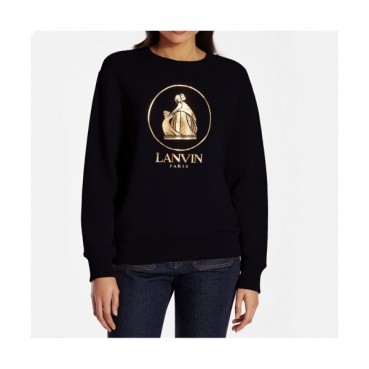 LANVIN Womens Tshirts Black - 랑방 2021 여성 로고 긴팔티 