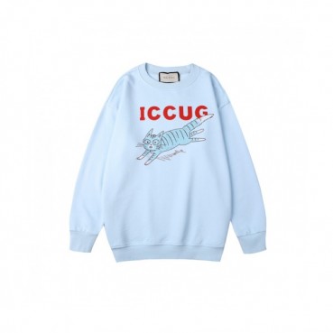 Gucci  Mm/Wm Logo Crew-neck Cotton Tshirts Blue 