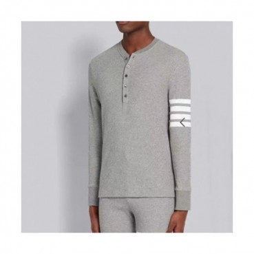 Thom Browne  Mens Strap Crew-neck Cotton Tshirts Gray 