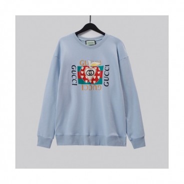 Gucci  Mm/Wm Logo Crew-neck Cotton Tshirts Blue 