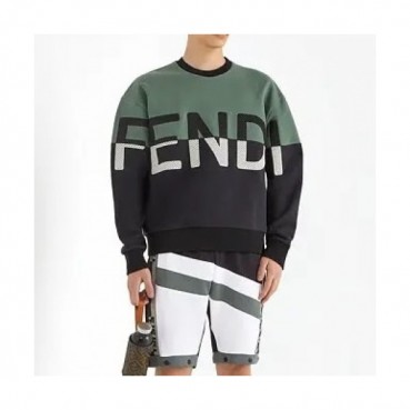 Fendi  Mens Logo Crew-neck Cotton Tshirts Black 