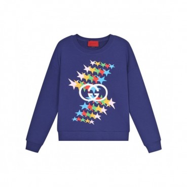Gucci  Mm/Wm Logo Crew-neck Cotton Tshirts Blue 