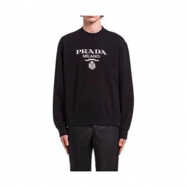 Prada  Mens Crew-neck Cotton Tshirts Black 