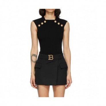 Balmain  Womens Sleeve-less Tshirts Black 