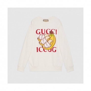 Gucci  Womens  Logo Crew-neck Cotton Tshirts Ivory 