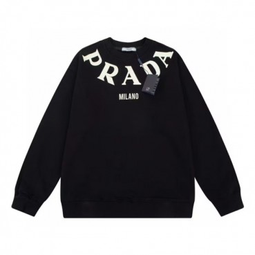 프라다 남자 크루넥 블랙 맨투맨 - Prada Mens Black Tshirts 