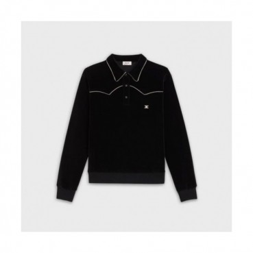 Celine Womens Velvet Polo Tshirts - 셀린느 여성 벨벳 폴로 긴팔티 Cel87x