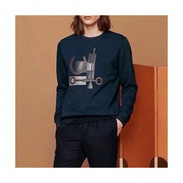 Hermes 2020 Mens Crew-neck Casual Cotton Tshirts