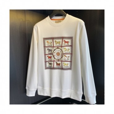 Hermes 2020 Mens Crew-neck Casual Cotton Tshirts