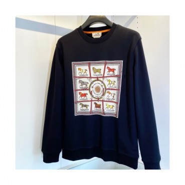 Hermes 2020 Mens Crew-neck Casual Cotton Tshirts