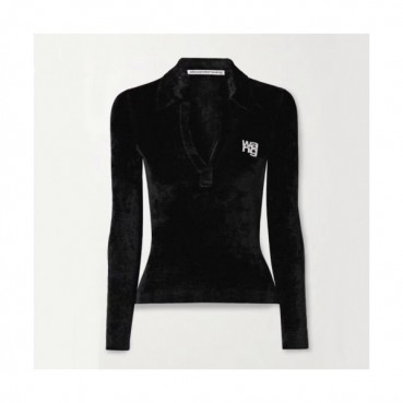 [매장판]Alexsander Wang 2020 Womens Logo Velvet Polo Tshirts - 알렉산더왕 2020 여성 로고 벨벳 폴로 긴팔티 Alw0088x.Size(s 