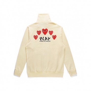 Cdgplay 2019 Unisex Logo Cotton Zip-up Tshirts 