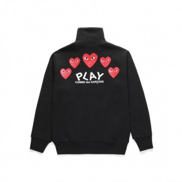 Cdgplay 2019 Unisex Logo Cotton Zip-up Tshirts 