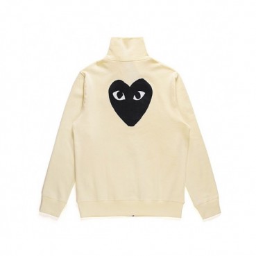 Cdgplay 2019 Unisex Logo Cotton Zip-up Tshirts 