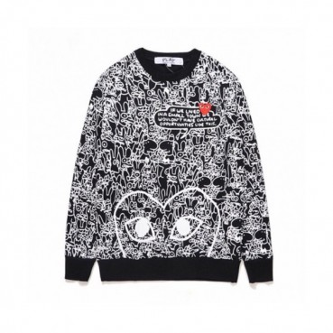Cdgplay 2019 Unisex Print Heart Cotton Tshirts - 꼼데가르송 남/녀 프린트 하트 코튼 기모 긴팔티 