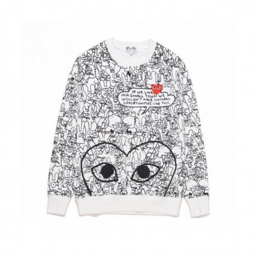 Cdgplay 2019 Unisex Print Heart Cotton Tshirts - 꼼데가르송 남/녀 프린트 하트 코튼 기모 긴팔티 