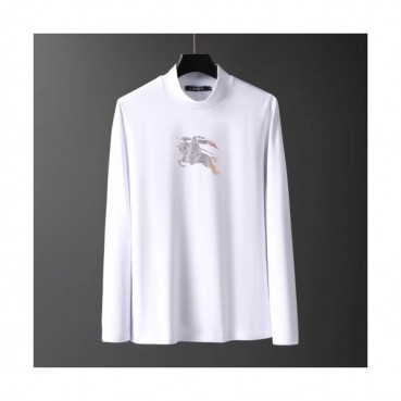 Burberry 2019 Mens Logo Cotton Turtle-neck Tshirt 