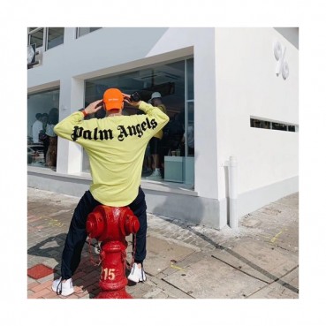 Palm Angels 2019 Mens  Logo Cotton Hood Long Tshirt - 팜 엔젤스 남성 로고 코튼 긴팔티셔츠 Palts0007.Size(s 