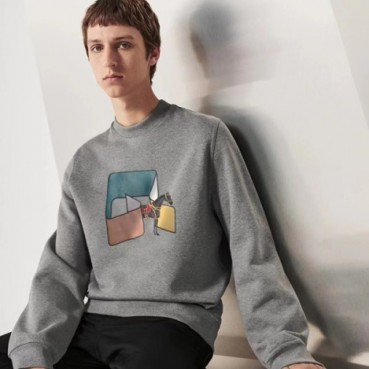에르메스 남성 모던 그레이 맨투맨 - Hermes Mens Gray Tshirts 
