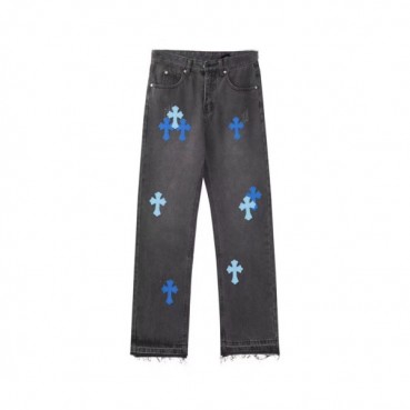 크롬하츠 남성 트렌디 블랙 청바지 - Chrom Hearts Mens Black Jeans 