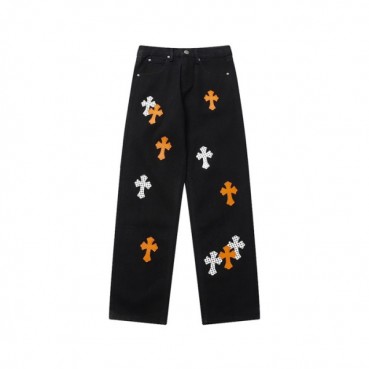크롬하츠 남성 트렌디 블랙 청바지 - Chrom Hearts Mens Black Jeans 