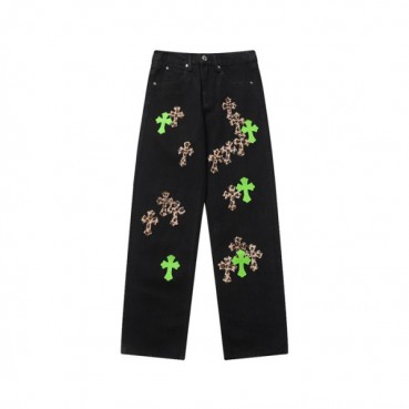 크롬하츠 남성 트렌디 블랙 청바지 - Chrom Hearts Mens Black Jeans 