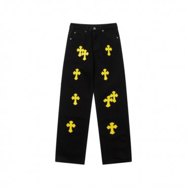 크롬하츠 남성 트렌디 블랙 청바지 - Chrom Hearts Mens Black Jeans 