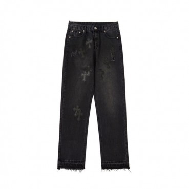 크롬하츠 남성 트렌디 블랙 청바지 - Chrom Hearts Mens Black Jeans 
