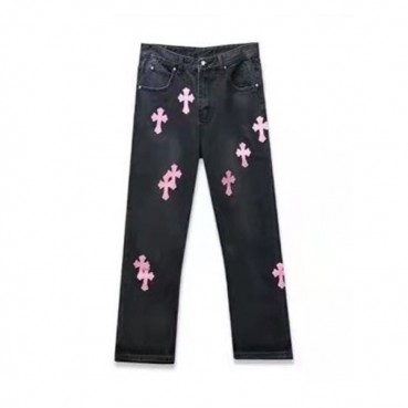크롬하츠 남성 트렌디 블랙 청바지 - Chrom Hearts Mens Black Jeans 