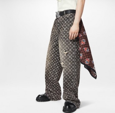 루이비통 남성 캐쥬얼 블랙 청바지 - Louis vuitton Mens Black Jeans 