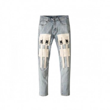 Palm Angels Mens Logo Casual Denim Pants Blue - 팜 엔젤스 2021 남성 로고 캐쥬얼 데님 팬츠 Pam0335x Size(29 