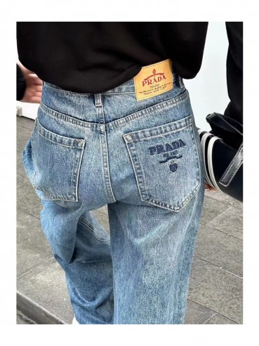 Prada 2023 Womens Classic Logo Denim Pants - 프라다 2023 여성 클래식 로고 데님 팬츠 Pra0814x.Size(25 