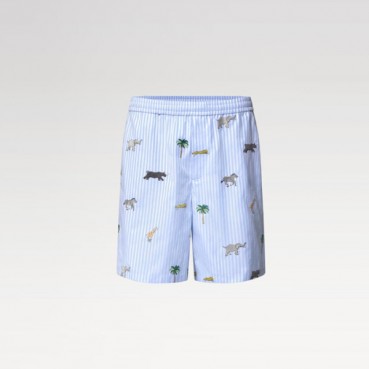 루이비통 남성 다즐링 리미티드 자수 스트라이프 쇼츠 - Louis vuitton Mens Darjeeling Limited Embroidered Striped Shorts 