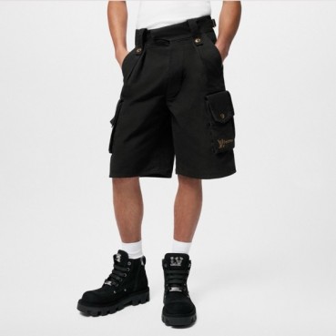 루이비통 남성 블랙 반바지 - Louis vuitton Mens Black Half